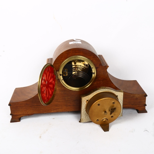 488 - An early 20th century mahogany 8-day dome-top mantel clock, and another by Fortuna (2)