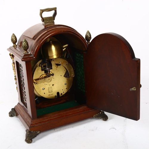 492 - A small German reproduction mahogany dome-top 8-day moonphase bracket clock, by John Thomas, case he... 