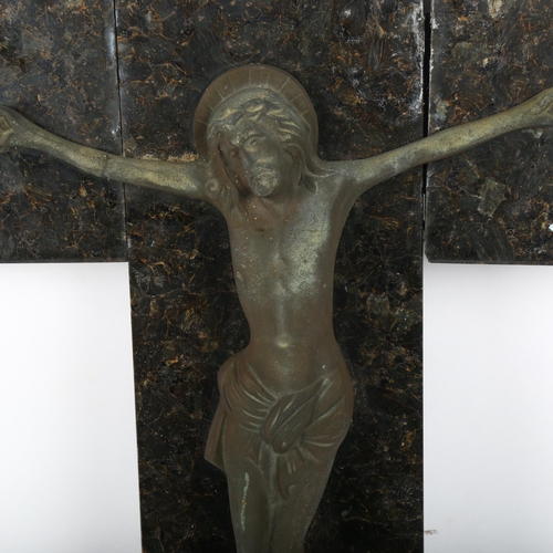 880 - A marble and bronze crucifix, early to mid-20th century, height 64cm