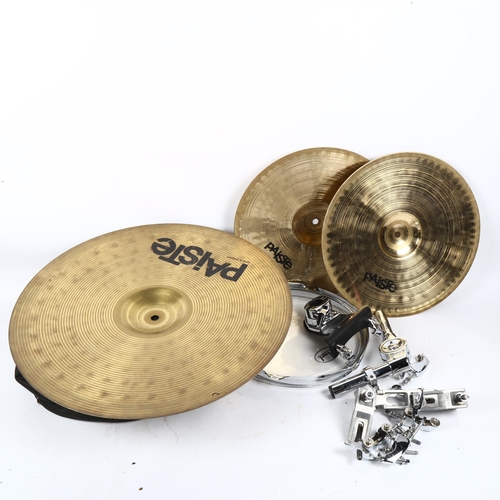 931 - 3 Paiste cymbals, and other drum parts