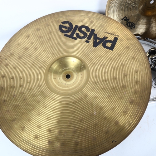 931 - 3 Paiste cymbals, and other drum parts