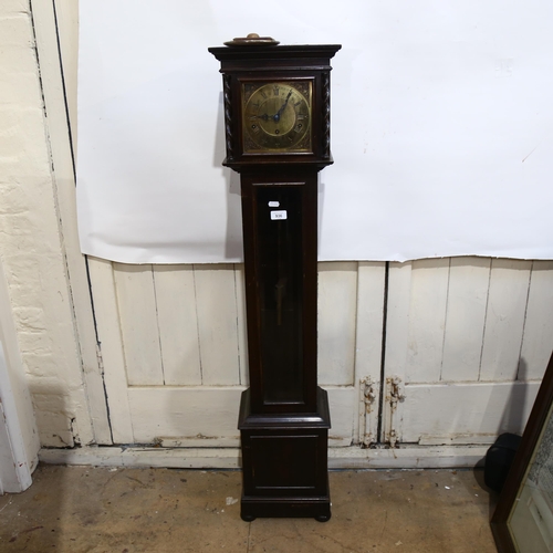 936 - A Grandmother clock, with brass dial and 3-train movement, height 130cm