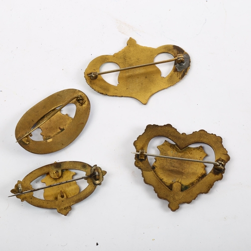 944 - 4 Canada maple leaf enamelled brass brooches