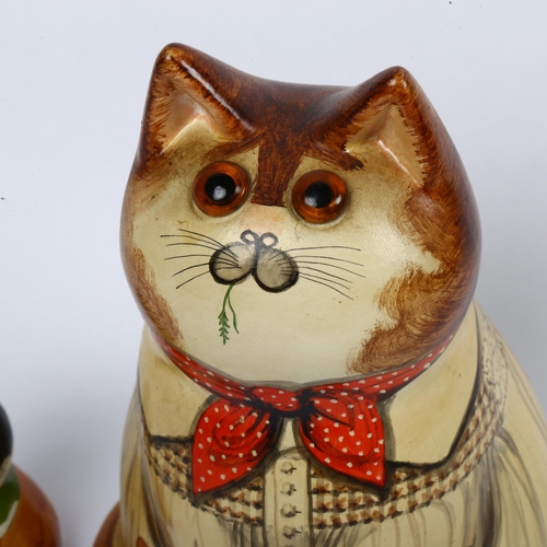 953 - 2 Joan and David De Bethel Studio pottery cat figures, including example for Kurrein Gallery in Rye,... 