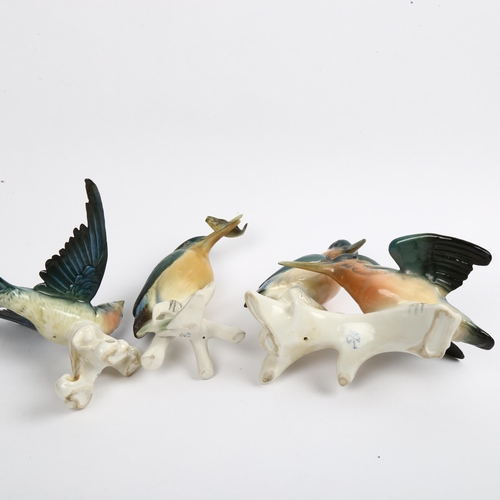 957 - 3 Karl Ens porcelain bird figures, including Kingfisher, largest height 15cm (3)