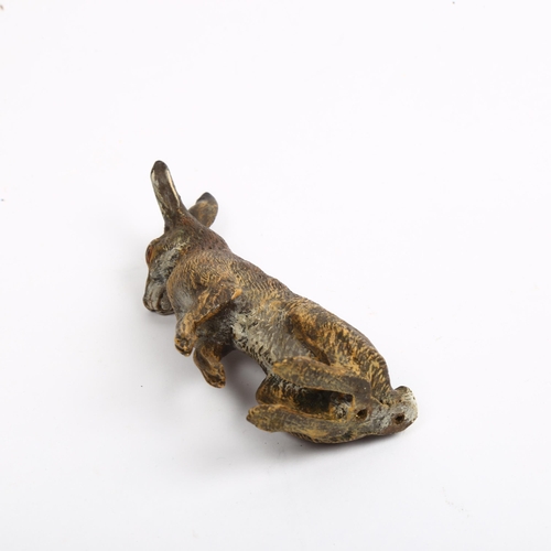 965 - A miniature cold painted bronze hare, unsigned, height 10cm