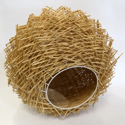 974 - A large modern rattan bird nest pendant light shade, diameter 50cm