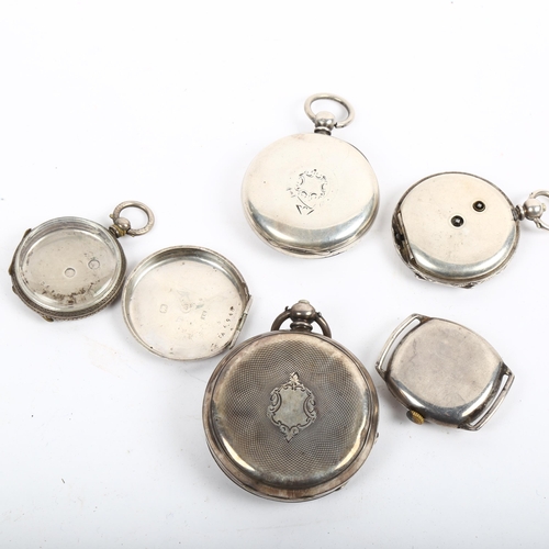 1051 - Various silver pocket watches and a wristwatch head