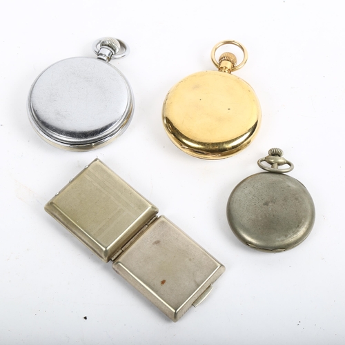 1053 - 4 pocket watches, including Waltham gold plated example