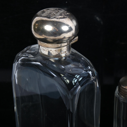 1065 - A Victorian silver-topped glass dressing table jar, and 2 other jars (3)