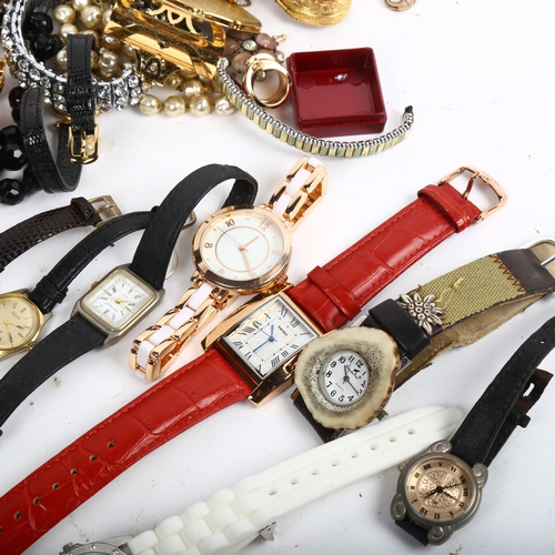 1068 - Various costume jewellery and wristwatches (boxful)