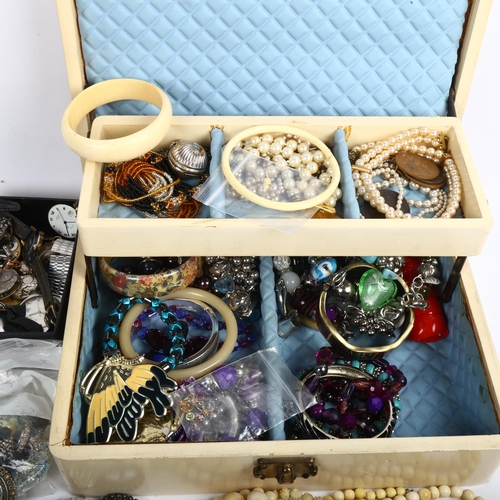 1075 - A quantity of costume jewellery, wristwatches, ivory beads etc