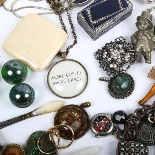 1077 - Costume jewellery, Victorian pearl pendant etc