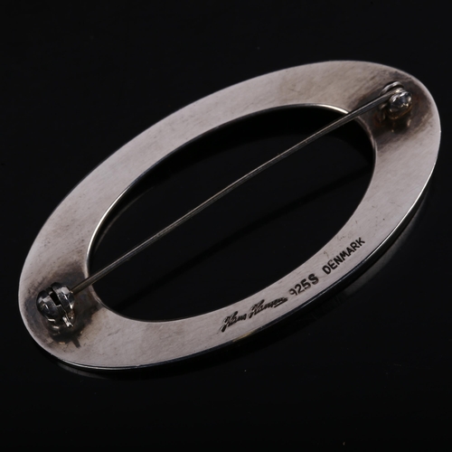 1147 - HANS HANSEN - a modernist Danish sterling silver brooch, length 57mm, 20.9g