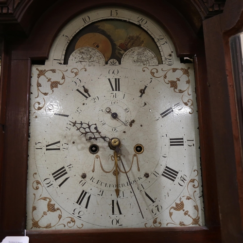 2421 - ROB FULFORD OF PLYMOUTH DOCK - a Sheritan flame mahogany-cased 8-day longcase clock, white enamel ar... 