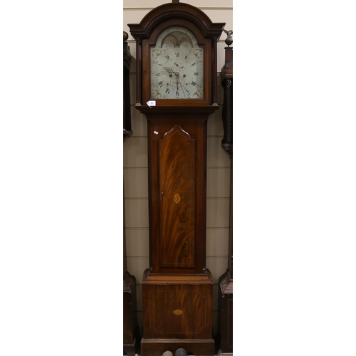 2421 - ROB FULFORD OF PLYMOUTH DOCK - a Sheritan flame mahogany-cased 8-day longcase clock, white enamel ar... 