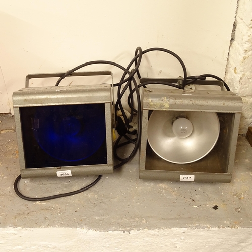 2698 - A pair of square Strand Electric theatre stage lights, GWO