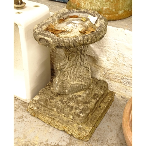 2712 - A sectional weathered concrete bird bath, H63cm