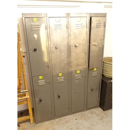 2734 - A Vintage industrial 8-door locker, W122cm, H70cm, D30cm