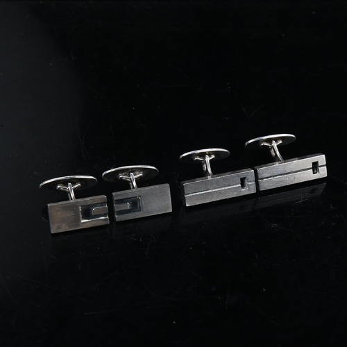 1152 - NIELS ERIK FROM - 2 pairs of Danish stylised sterling silver cufflinks