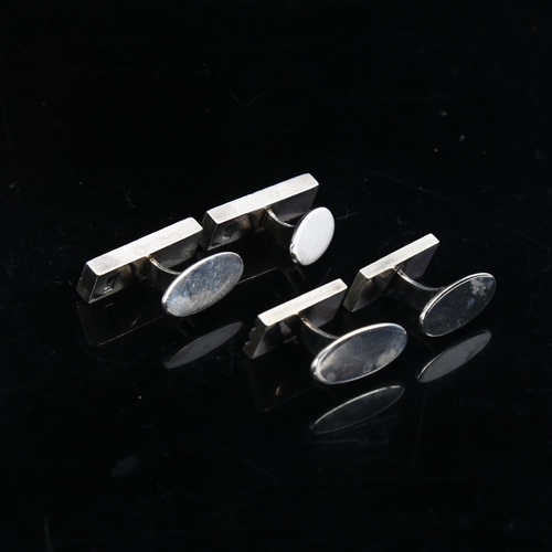 1152 - NIELS ERIK FROM - 2 pairs of Danish stylised sterling silver cufflinks