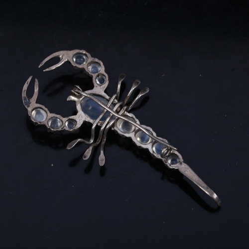 1154 - A Victorian moonstone figural scorpion brooch