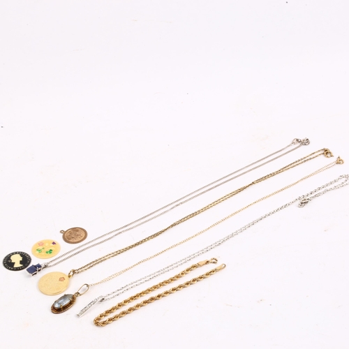 1165 - Various jewellery, including 9ct gold rope twist bracelet, 9ct white gold line pendant necklace, 9ct... 