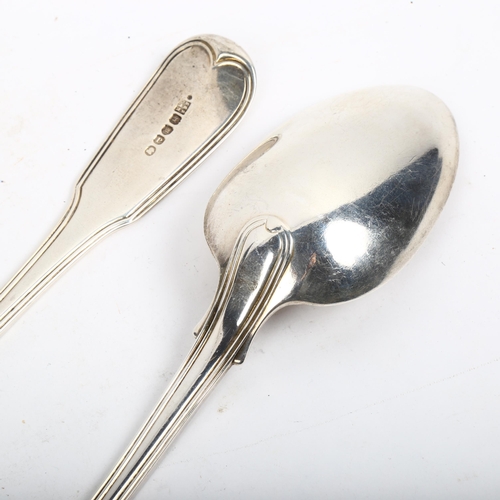 1217 - A pair of George III silver Fiddle and Thread pattern serving spoons, by William Eley & Chawner, hal... 