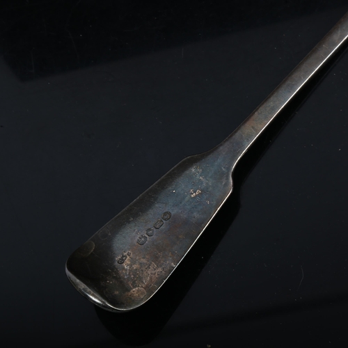 1238 - A Victorian silver Fiddle pattern soup ladle, by Chawner & Co, hallmarks London 1865, length 34cm, 9... 