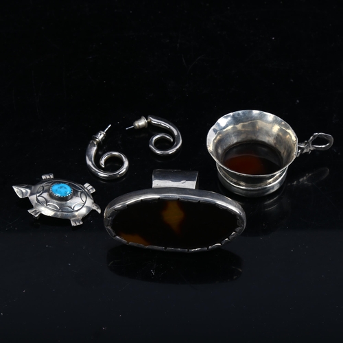 1247 - Various handmade silver jewellery, including ring, pendant etc, 55g total