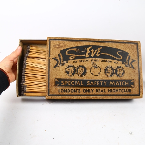 118 - An oversized Eve shop advertising matchbox case, filled with oversized matches, length 31cm