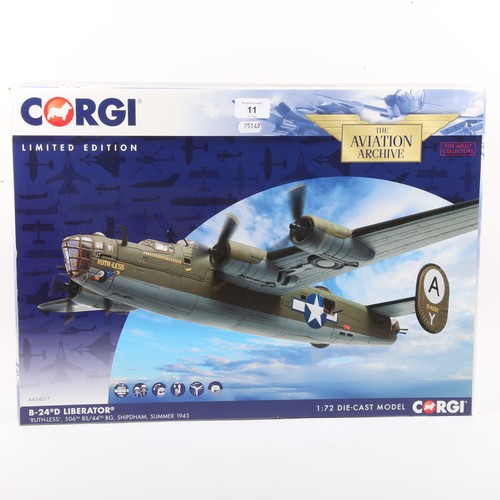 11 - CORGI - The Aviation Archive Limited Edition 1:72 diecast model B-24D Liberator, boxed