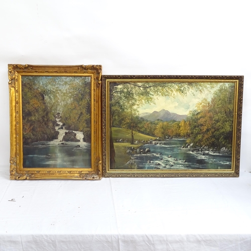 1390 - Raymond Price, 2 oils on board, panoramic landscapes, framed (2)