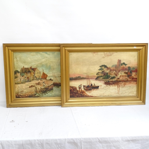 1393 - J. Gerrigly, a pair of Victorian oils on canvas, The Fisherman's Home - Ross, and The Haven, Christc... 