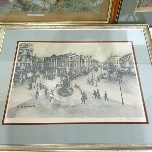 1395 - A Victorian Pears print, oil on canvas, street scene, and 2 others, all framed (4)