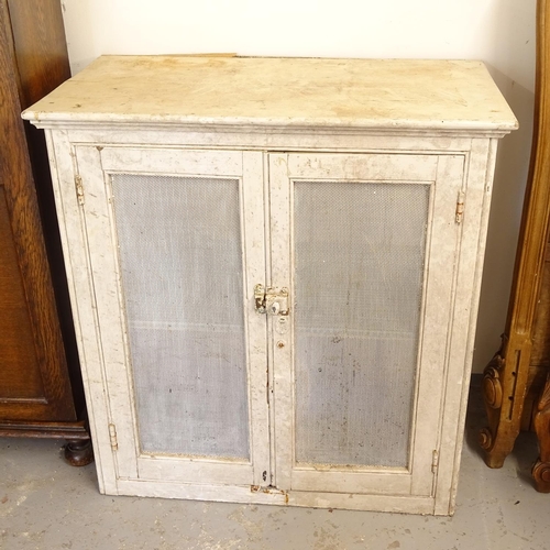 2674 - A Vintage painted pine meat safe, W82cm, H86cm, D44cm