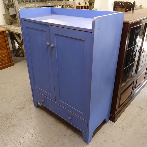 2681 - A painted 2-door cabinet, with drawer under, W90cm, H120cm, D42cm