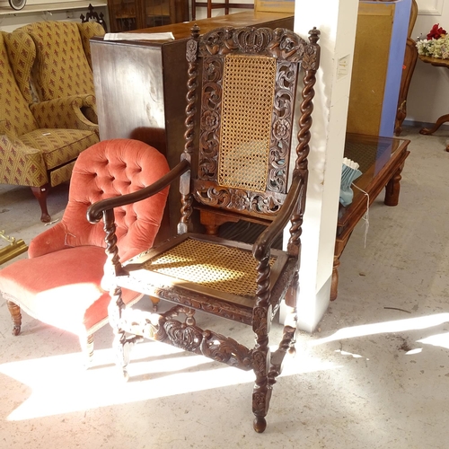 2684 - An Antique Carolean style carved oak hall chair