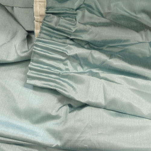 2685 - 2 pairs of John Lewis duck egg blue lined curtains. Dimensions for one curtain: Drop 225cm, W (Base)... 