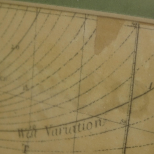 1326 - Edmond Halley Tabula Nautica map, framed, overall 44cm x 81cm