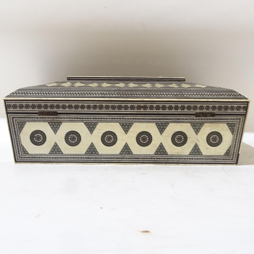 150 - A 19th century Anglo-Indian Vizagapatam bone and ivory sewing workbox, 33cm x 23cm