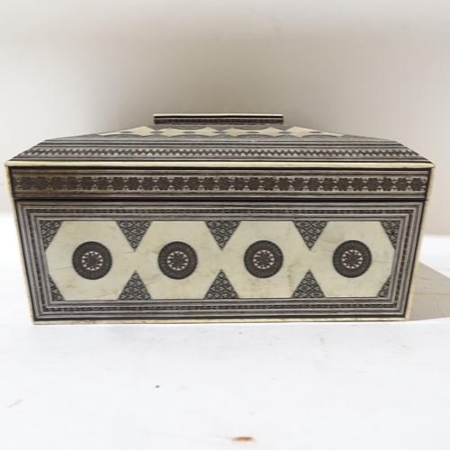 150 - A 19th century Anglo-Indian Vizagapatam bone and ivory sewing workbox, 33cm x 23cm