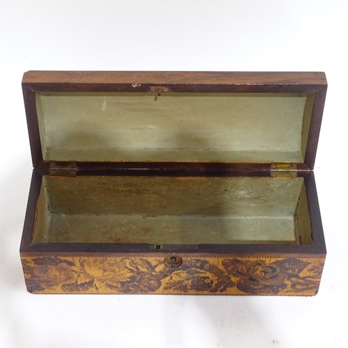 279 - A 19th century Tunbridge Ware rosewood micro-mosaic parquetry inlaid dome-top glove box, castle scen... 