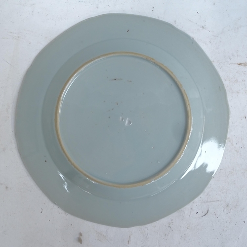 188 - A quantity of Chinese blue and white dinner and serving plates, largest length 36cm (7)