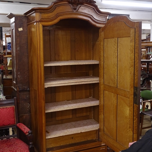 2375 - An Antique French walnut armoire, with bevel-glaze door and fitted with adjustable shelves, W100cm, ... 