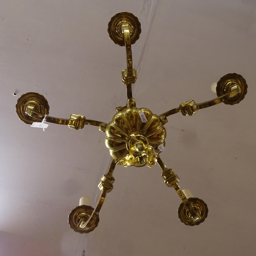 2425 - A brass 5-branch chandelier