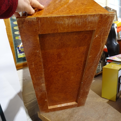 119 - A large Trinidad burr-walnut table-top cigar humidor cabinet, W66cm, H38cm, D30cm