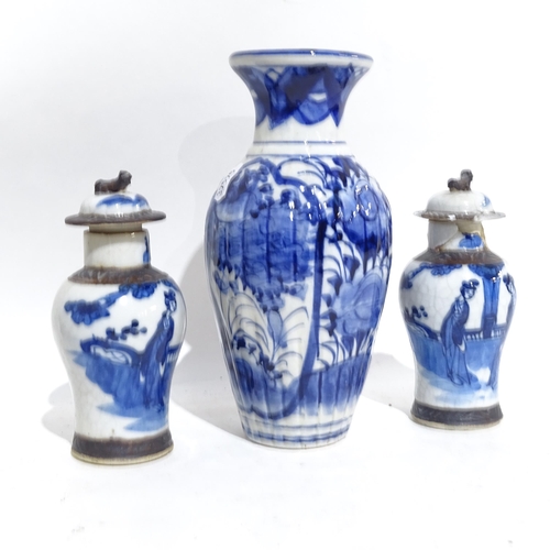 871 - Oriental porcelain plates, vases, and Chinese wooden vase stands