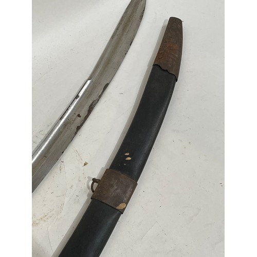 185 - A British police curved sword and scabbard, with shagreen grip, blade length 60cm signed DW50