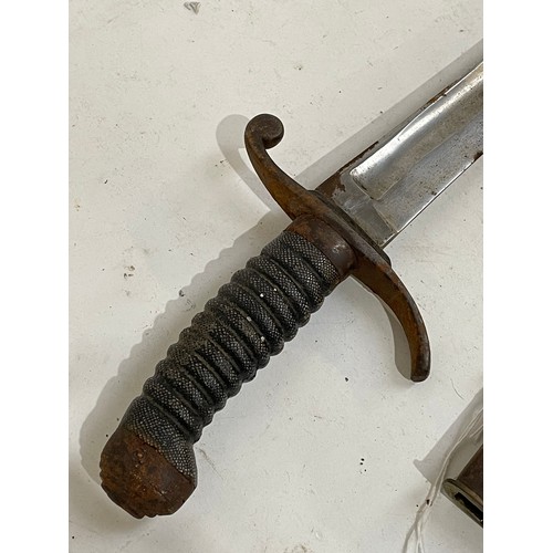 185 - A British police curved sword and scabbard, with shagreen grip, blade length 60cm signed DW50